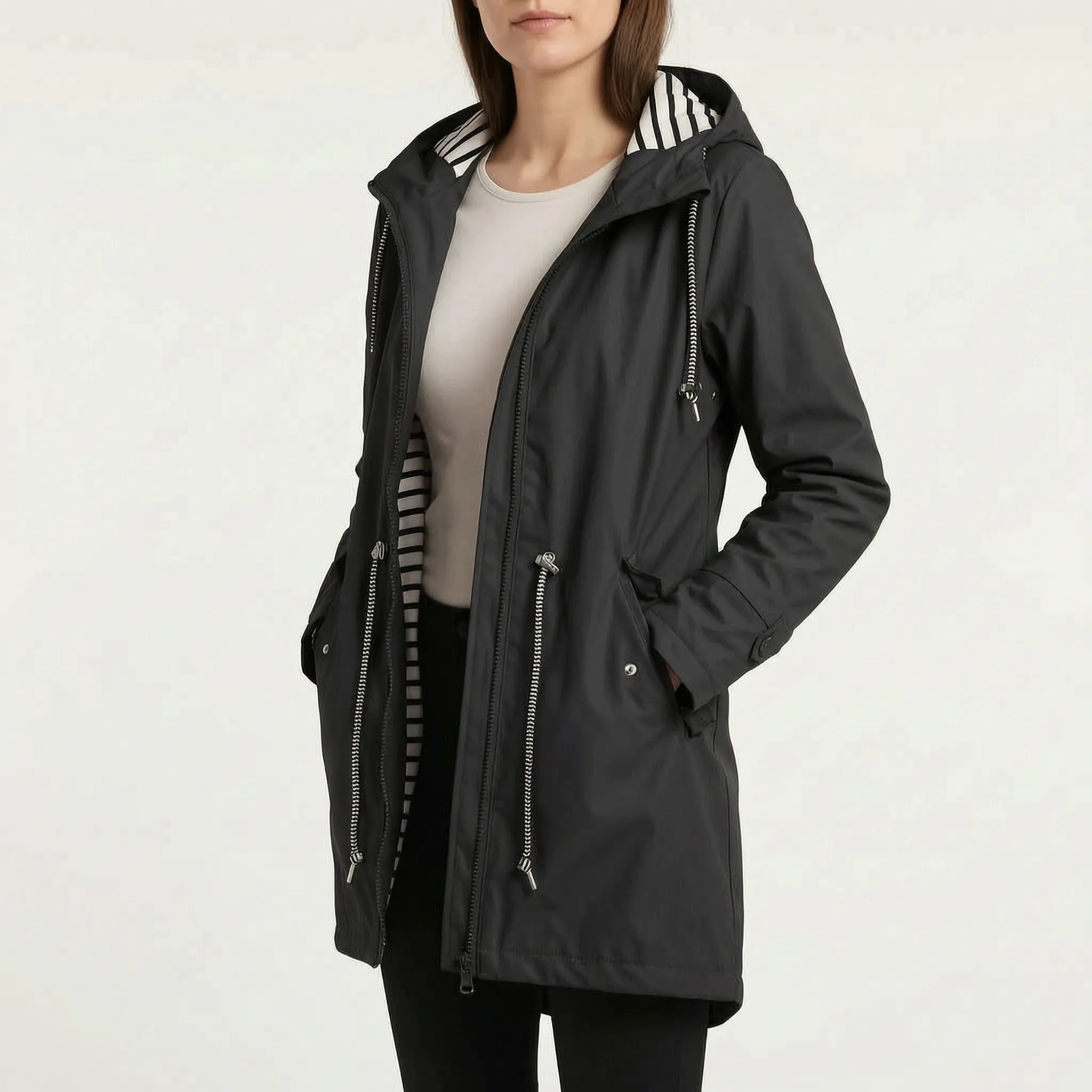 AuraTrench  - Ladies Waterproof Jacket With Hood Rainy Commutes