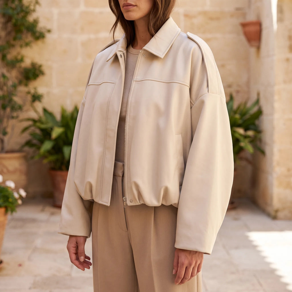 Mossline  - Relaxed Fit Vintage Style Bomber Jacket Spring Layering