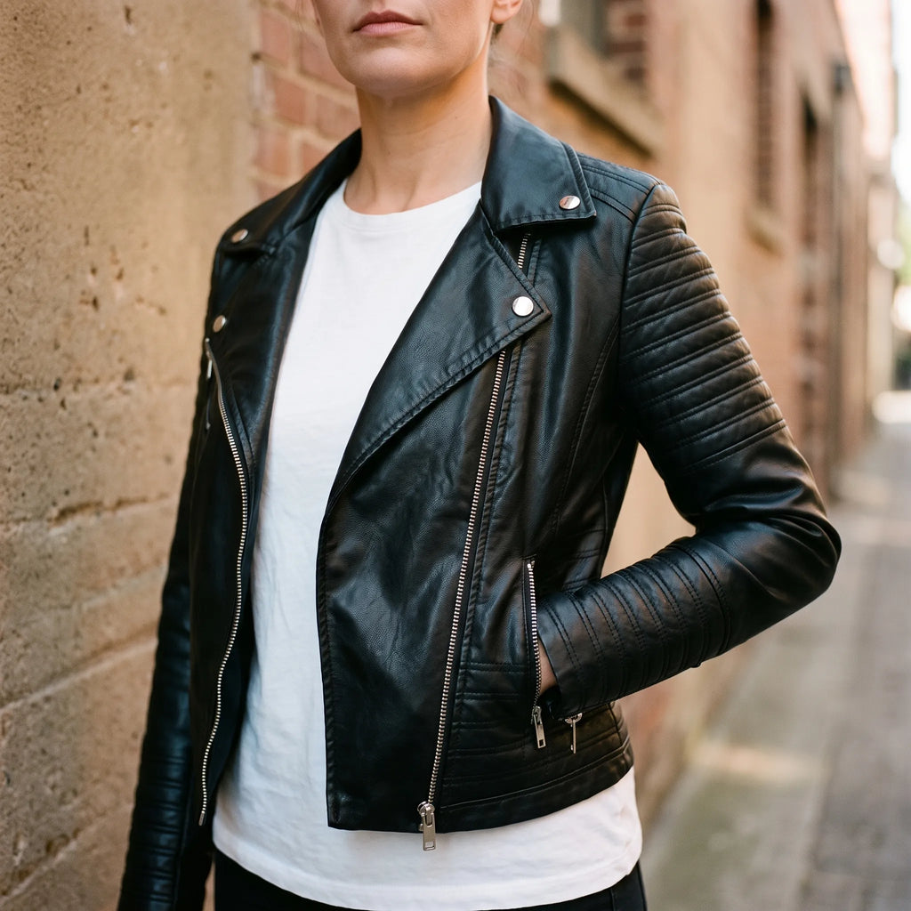 MotoLuxe  - Classic Black Biker Jacket City Commuting