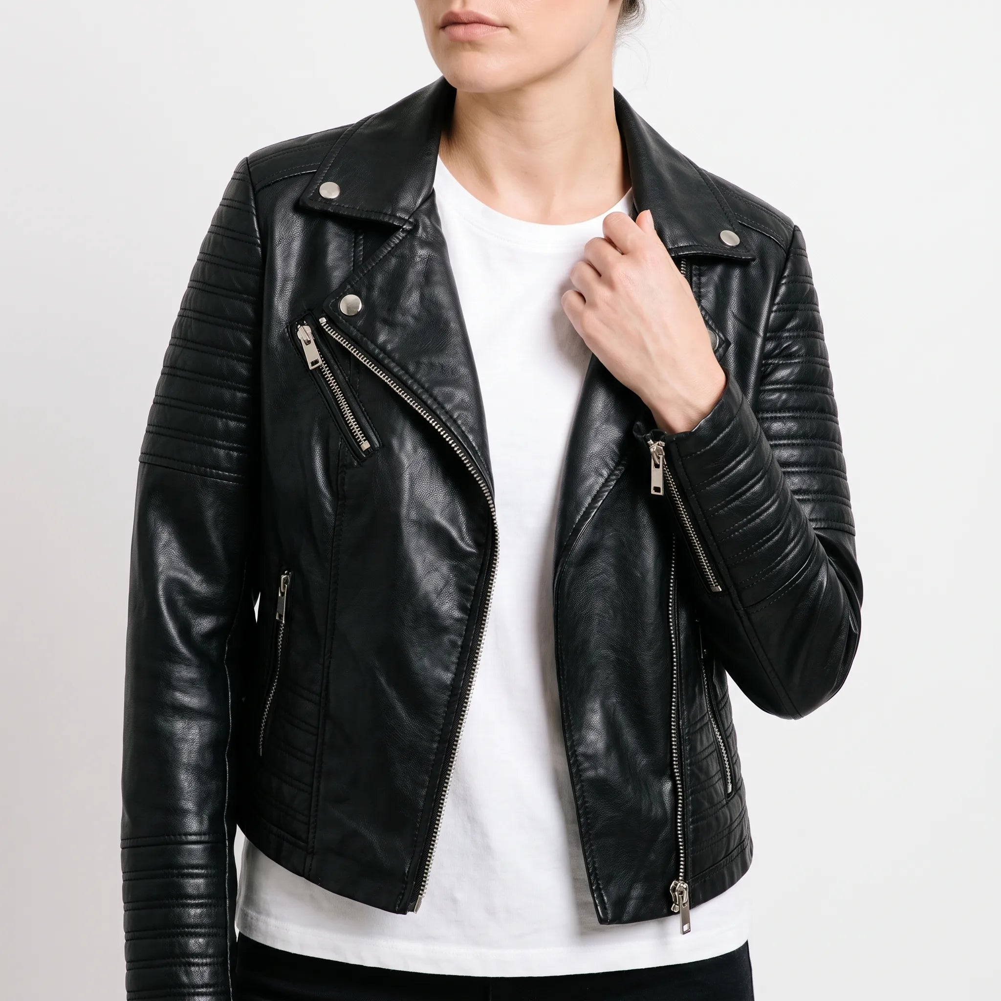 MotoLuxe  - Classic Black Biker Jacket City Commuting