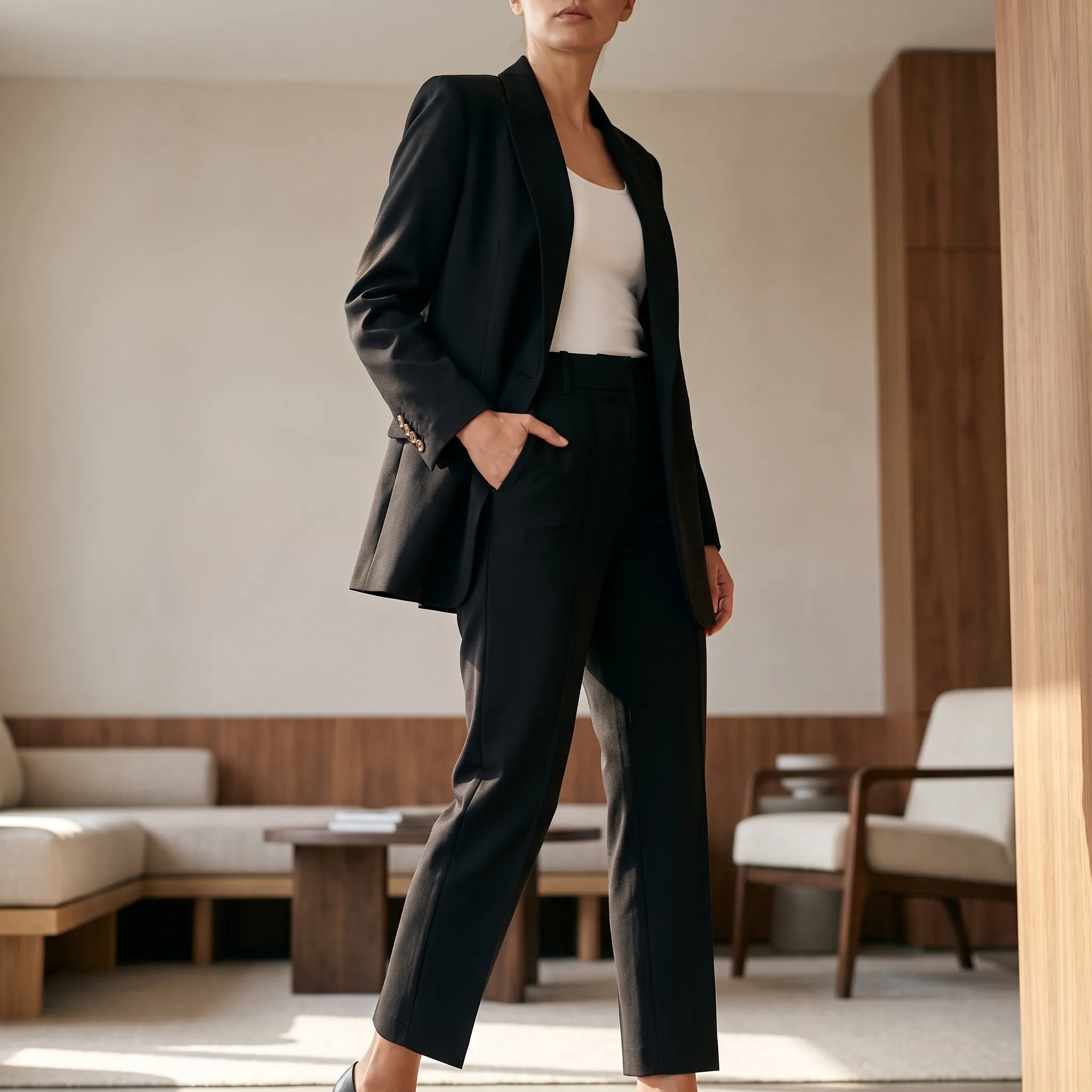 SavilSuit  - Womens Black Trouser Suit Office Wear