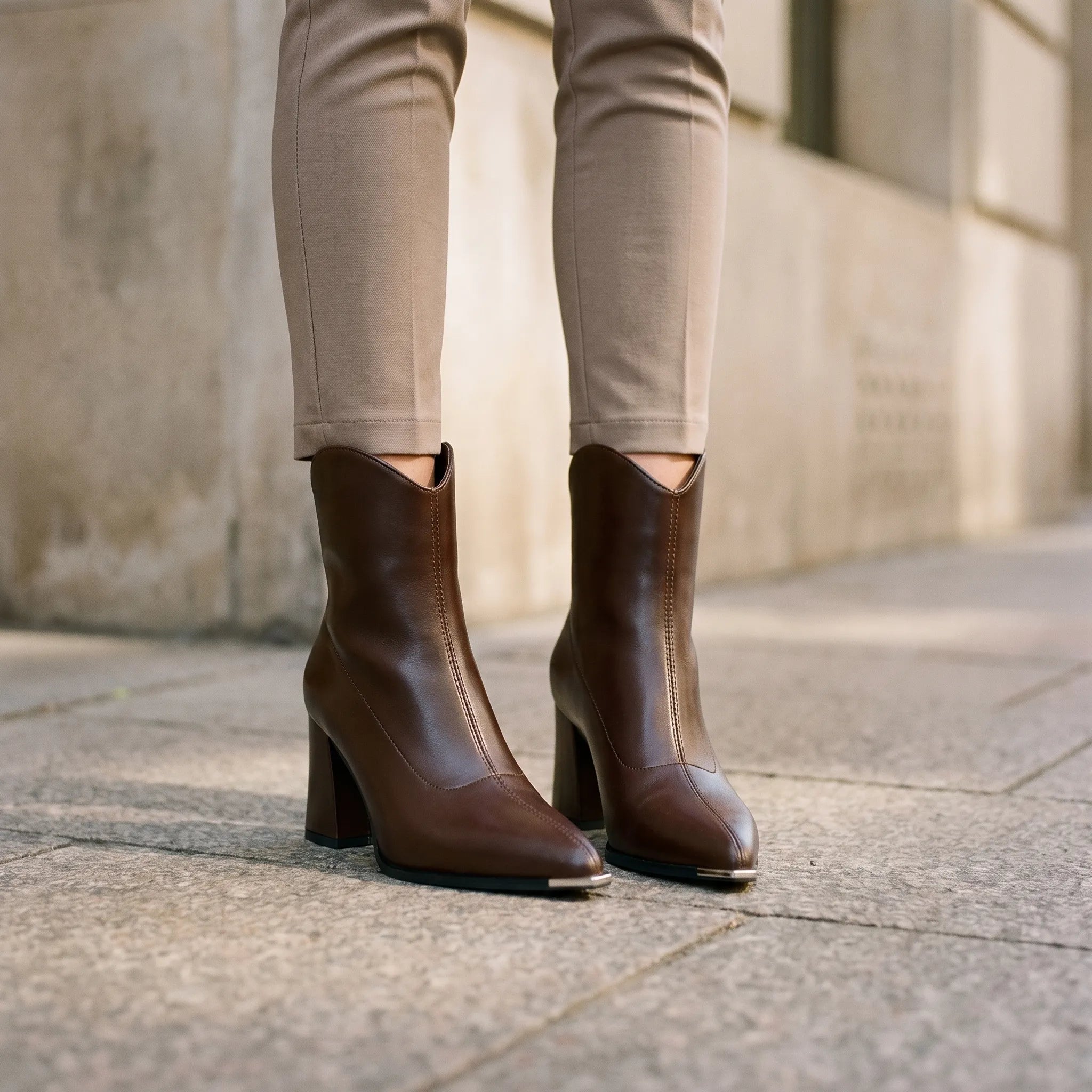Velora  - Pointed-Toe Block Heel Ankle Boots Office Wear