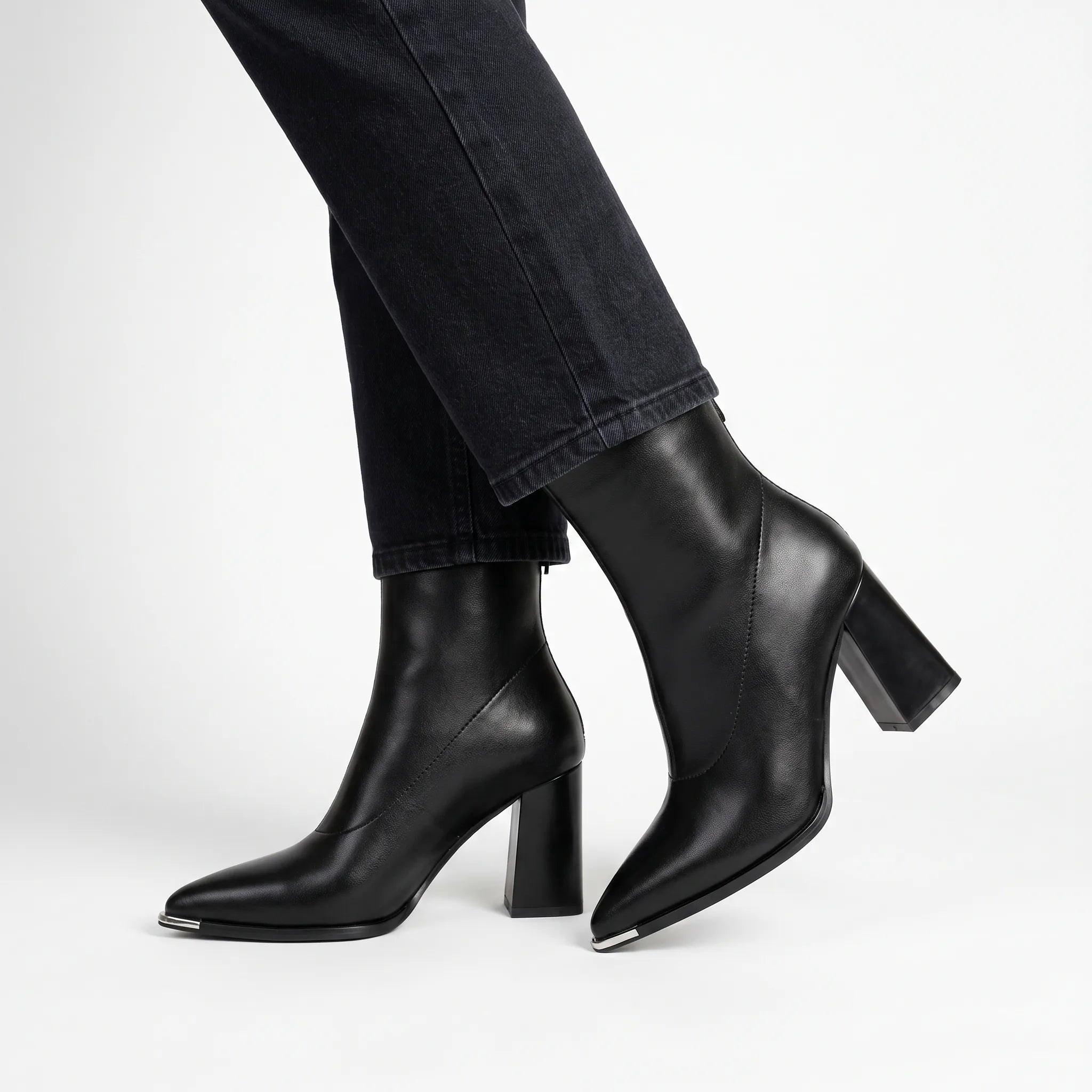 Velora  - Pointed-Toe Block Heel Ankle Boots Office Wear