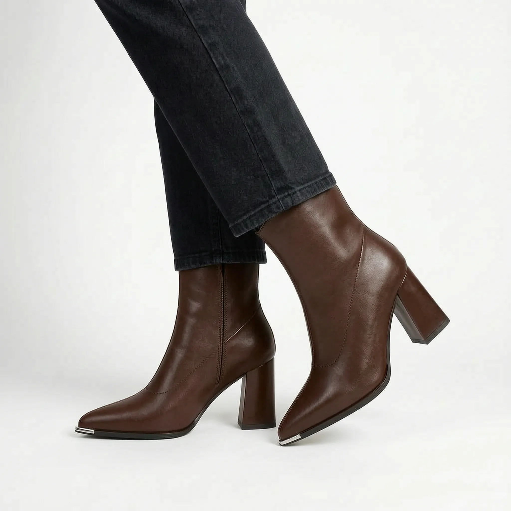 Velora  - Pointed-Toe Block Heel Ankle Boots Office Wear
