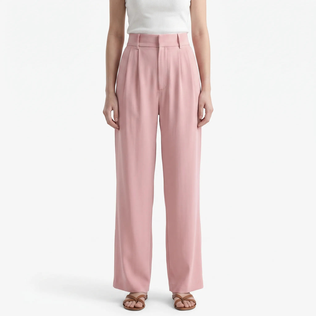 Vespera  - High Waisted Wide Leg Trousers Professional Office Wear