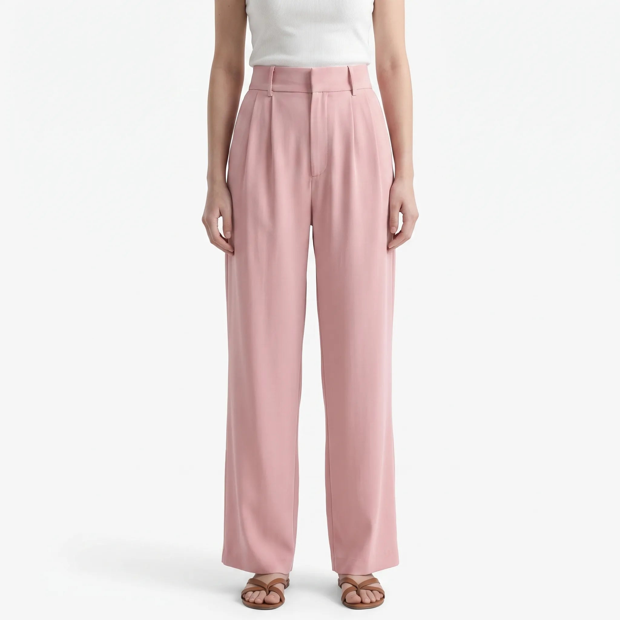 Vespera  - High Waisted Wide Leg Trousers Professional Office Wear