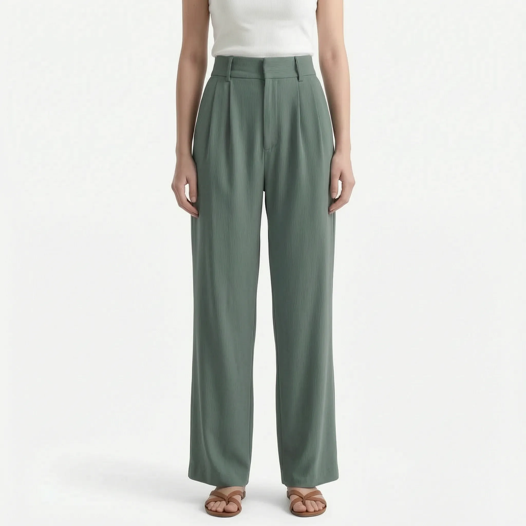 Vespera  - High Waisted Wide Leg Trousers Professional Office Wear