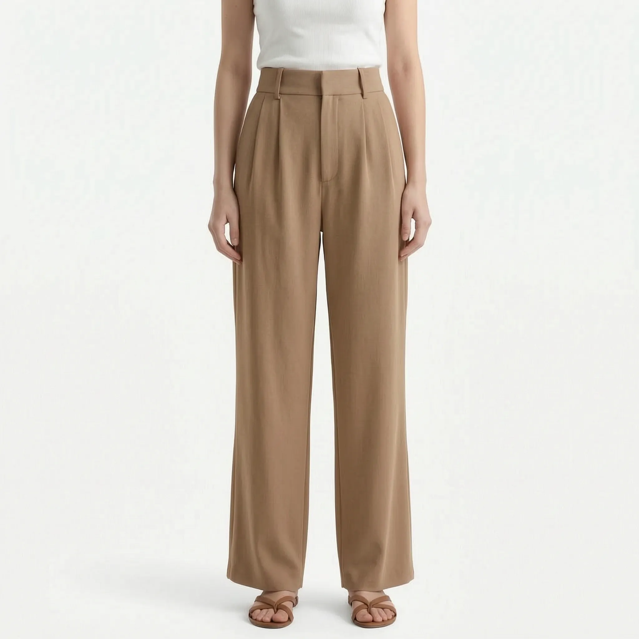 Vespera  - High Waisted Wide Leg Trousers Professional Office Wear