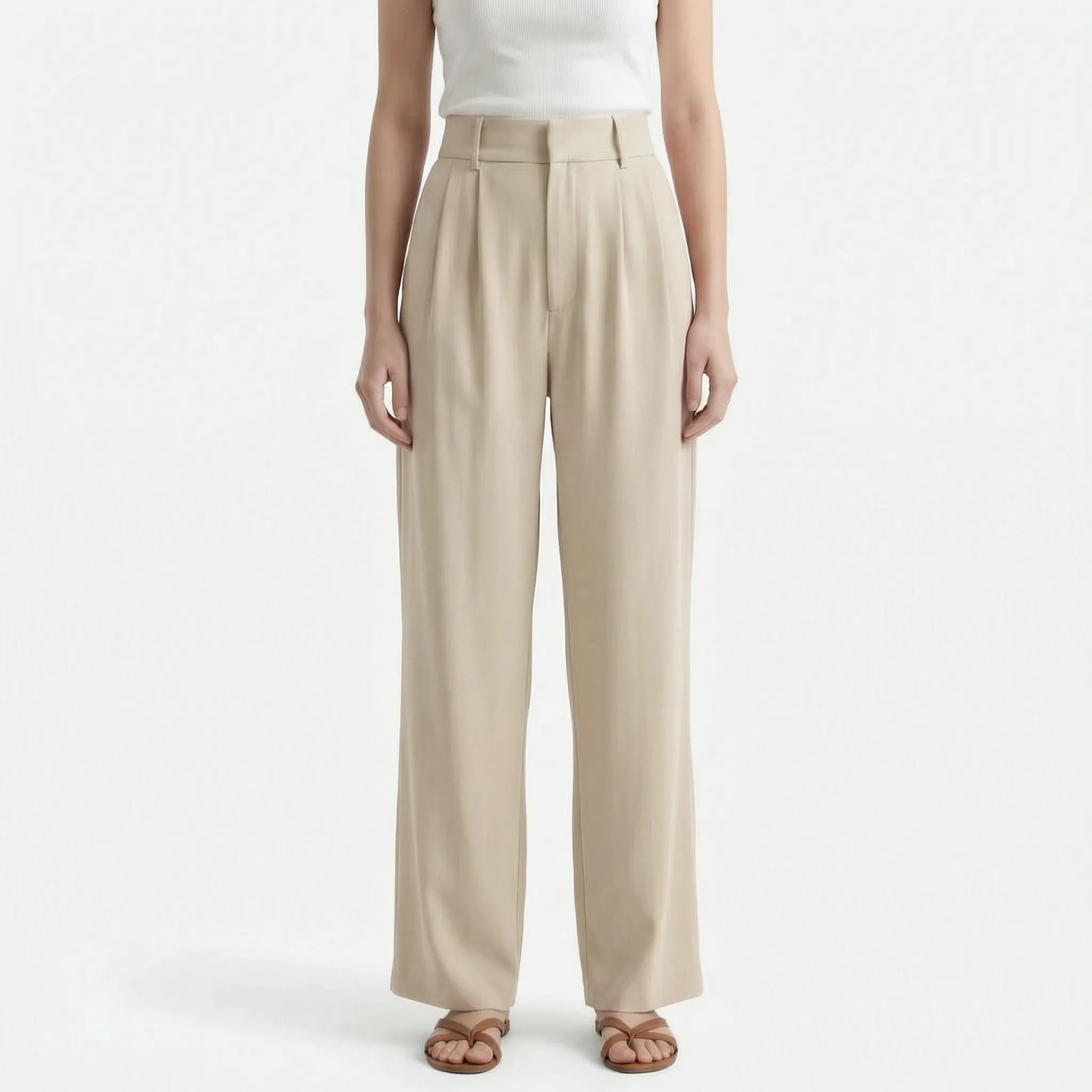 Vespera  - High Waisted Wide Leg Trousers Professional Office Wear