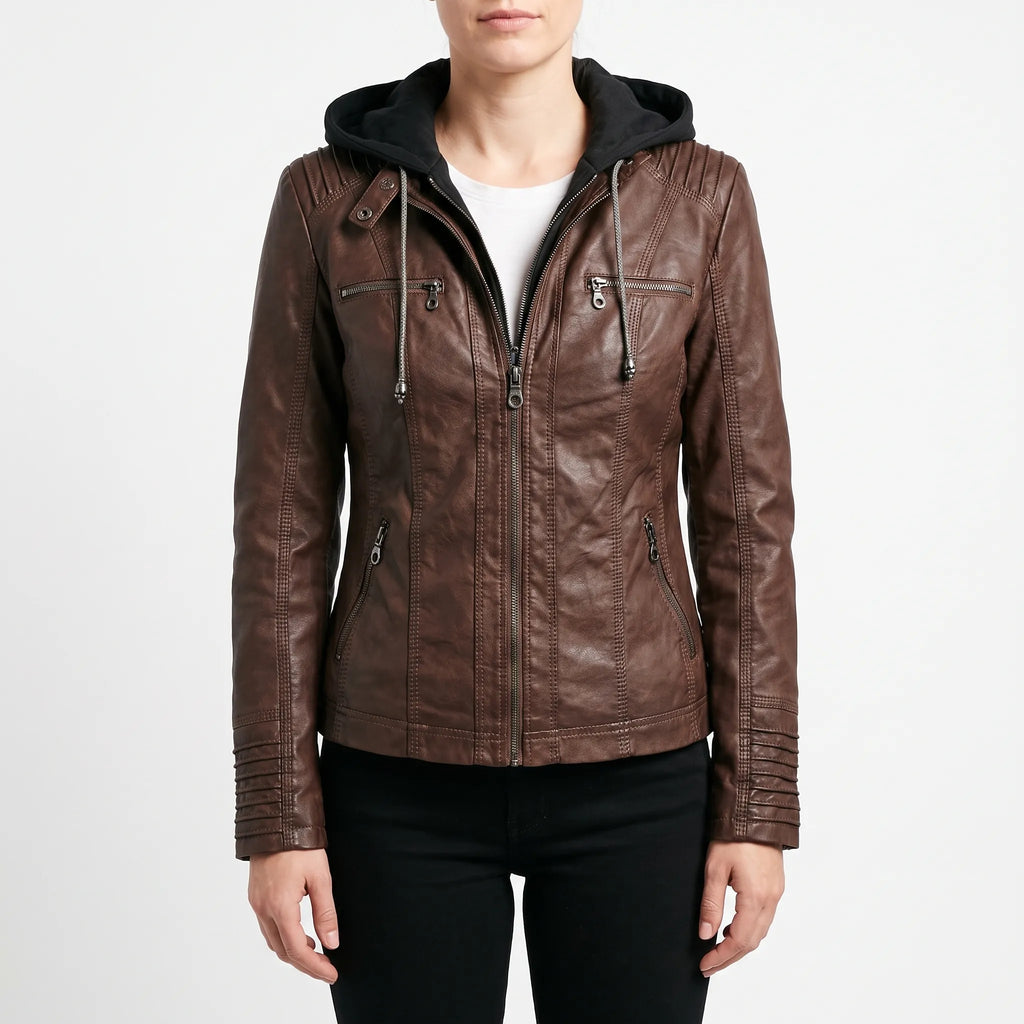 Vestra  - Fitted Hooded Moto Jacket Casual Layering