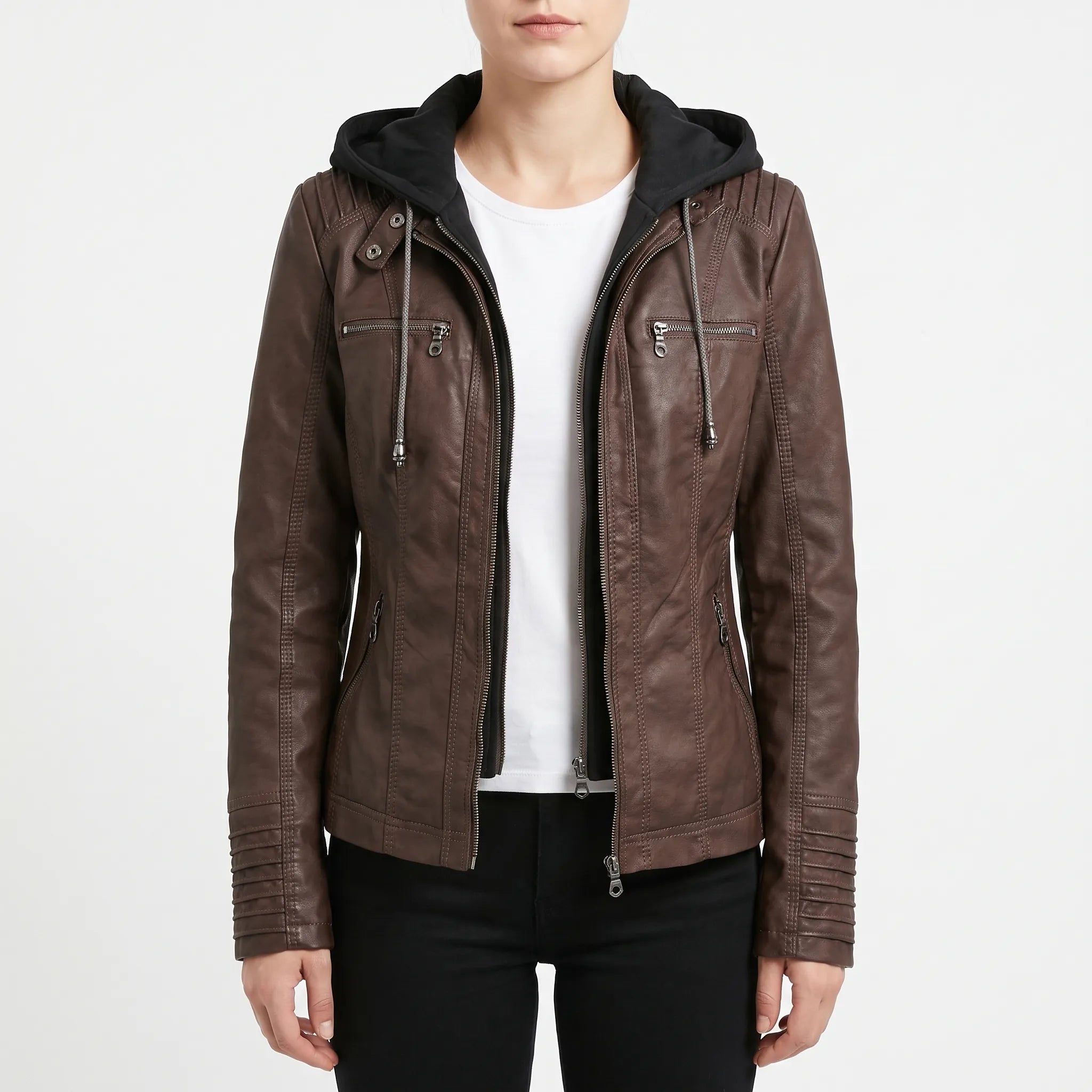 Vestra  - Fitted Hooded Moto Jacket Casual Layering