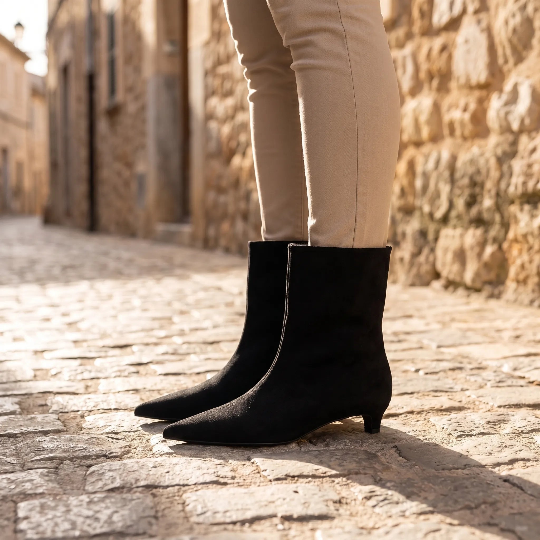 Vintura  - Pointed Toe Kitten Heel Ankle Boots Everyday Wear