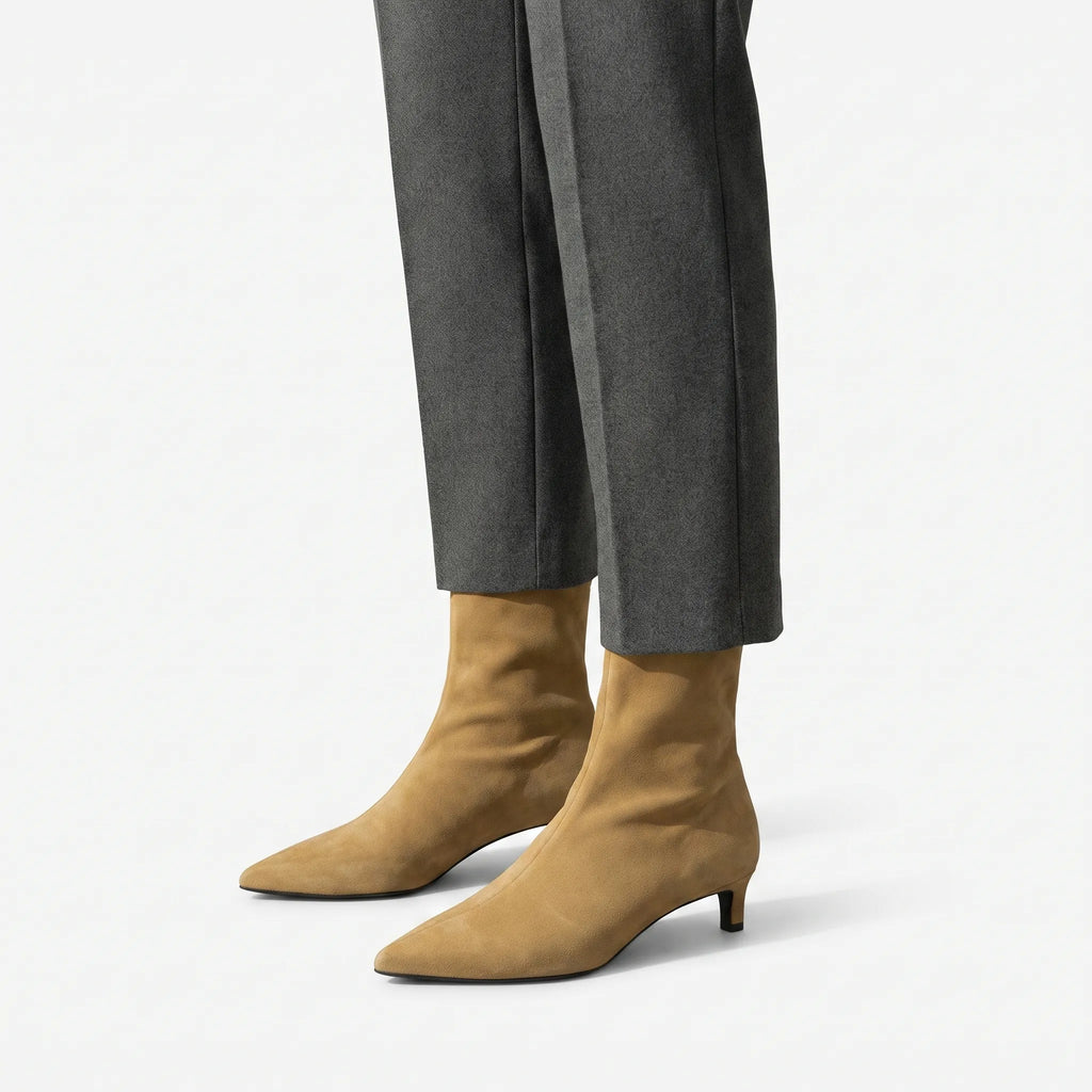 Vintura  - Pointed Toe Kitten Heel Ankle Boots Everyday Wear