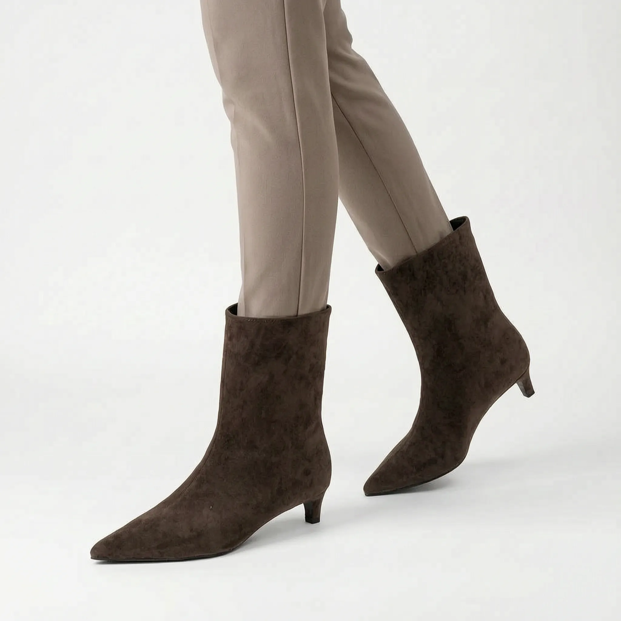 Vintura  - Pointed Toe Kitten Heel Ankle Boots Everyday Wear
